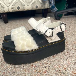 Fluffy heart Dr.Martens platform sandals